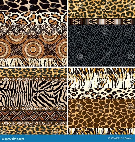 Traditional African Fabric And Wild Animal Skin Stock Vector