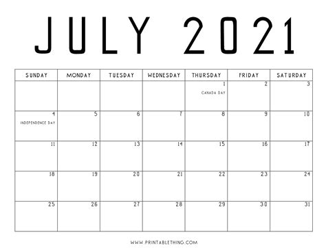 Small July 2021 Calendar 2021 Print Free Calendars Without