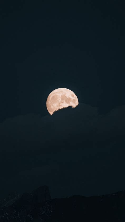 Download Wallpaper 2160x3840 Moon Clouds Night Full Moon Dark