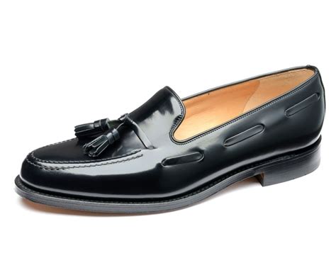 Men S Loake Lincoln Classic Tassel Leather Loafer Shoes Black