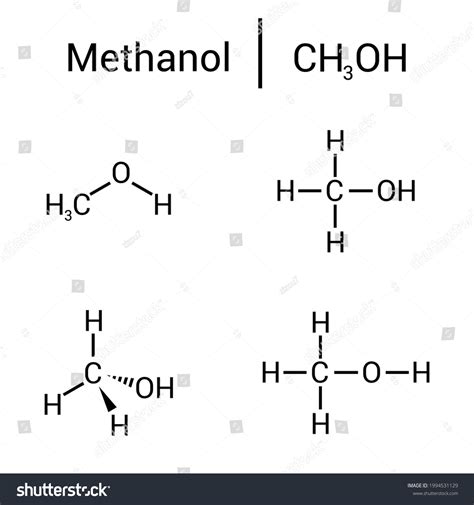 Chemical Structure Of Methanol Ch3oh Royalty Free Stock Vector