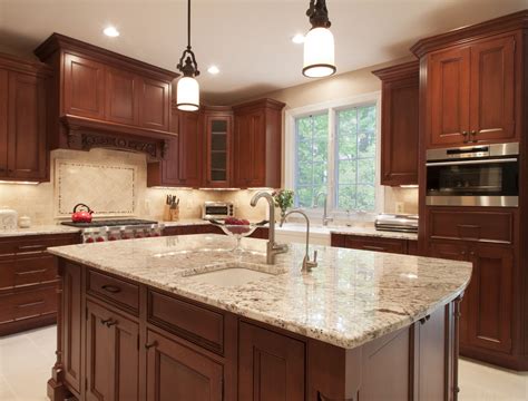 New cherry cabinets granite counter tops and ceramic tile. Cherry wood kitchens image by Andrea Bonney on Kitchen ...