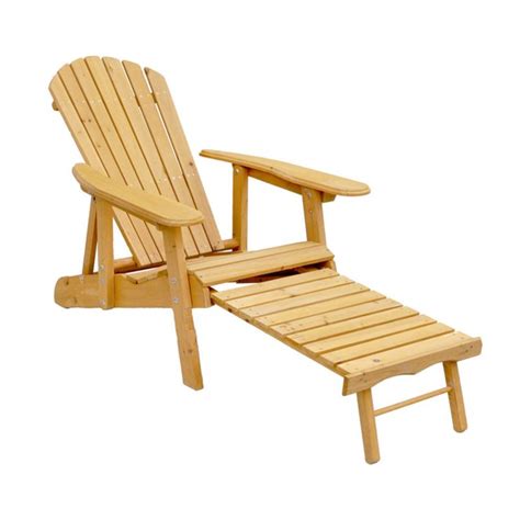 Leisure Season Reclining Adirondack Chair With Pull Out Ottoman