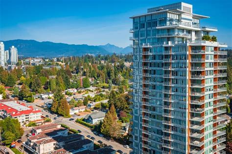 Aerial View Of Coquitlam Skyline And Residential Apartment Buildings