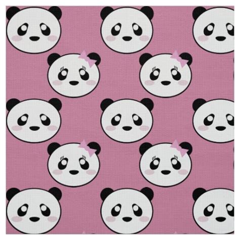 Kawaii Panda Pink Boy Girl Baby Cute Animal Print Fabric