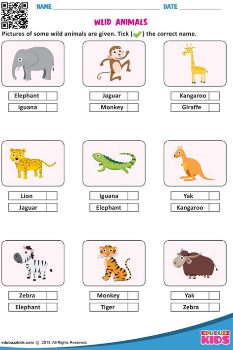 Wild Animals English Activities For Kids Kindergarten Worksheets