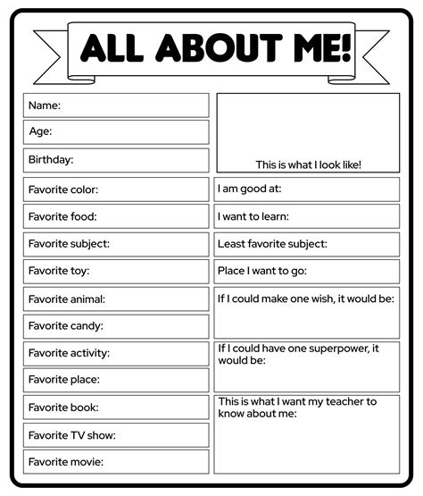 Free Printable All About Me Worksheet For Adults Printable Templates