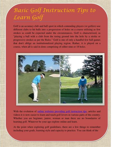 Ppt Basic Golf Instruction Tips To Learn Golf Powerpoint Presentation