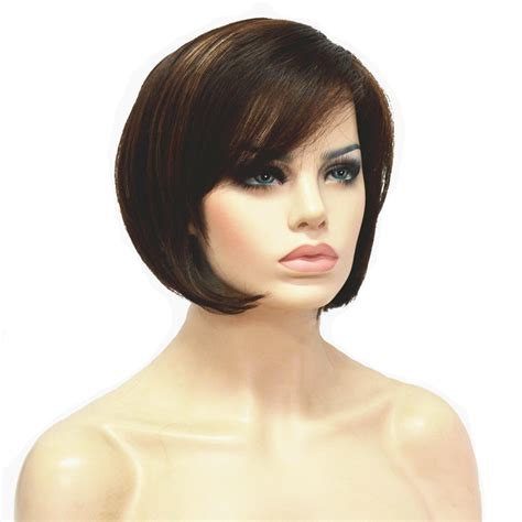 Strongbeauty Womens Bob Style Short Straight Hair Wig Brown With
