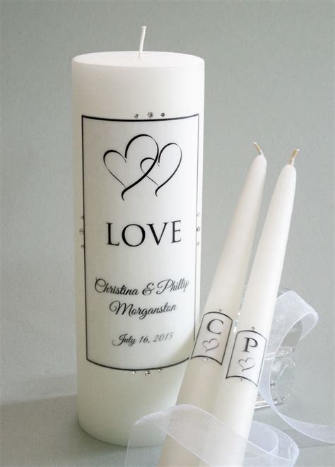 Duet Heart Wedding Unity Candles 6 Crystal Colors And 6