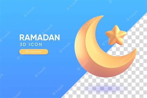 Premium Psd Golden Moon And Star For Ramadan Ornament 3d Render