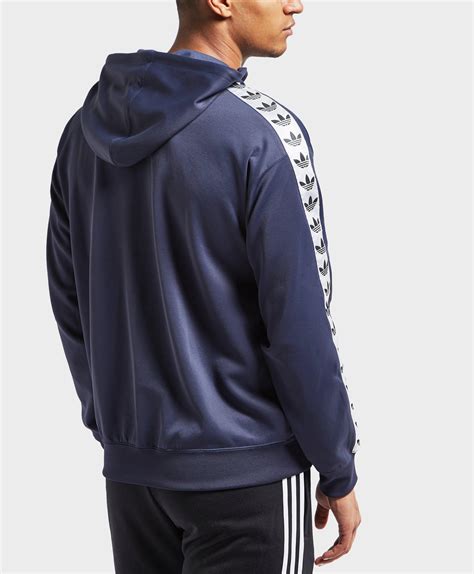 Adidas Originals Fleece Overhead Tape Hoodie In Blue For Men Lyst