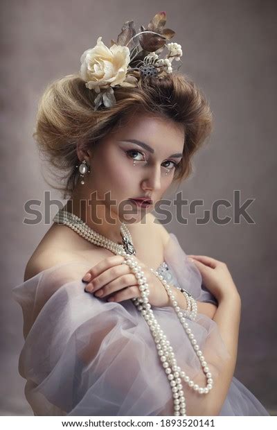 Portrait Charming Young Aristocratic Lady Pearl Stock Photo 1893520141