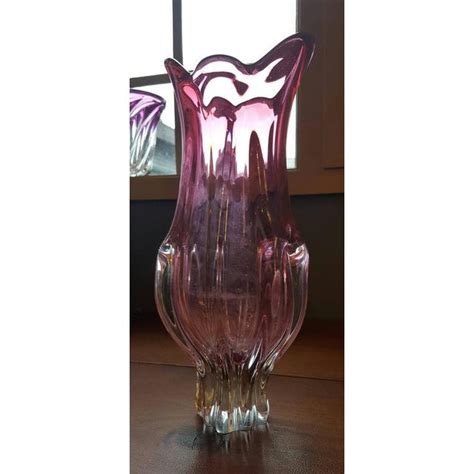 Vintage Val St Lambert Pink Blown Glass Vases A Pair Chairish