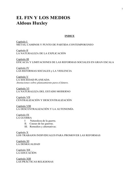 Huxley Aldous El Fin Y Los Medios 1