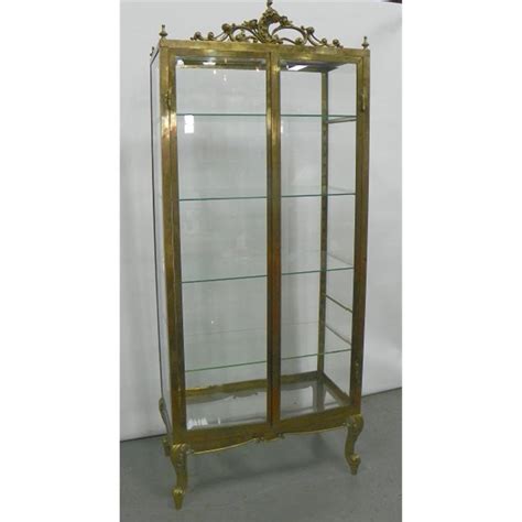 Mid Century Brass And Glass Curiodisplay Cabinet