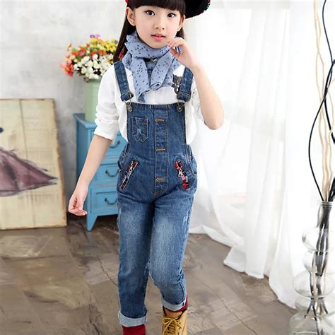 2016 New Arrival Girls Denim Overalls Spring And Autumn Kids Jumpsuit