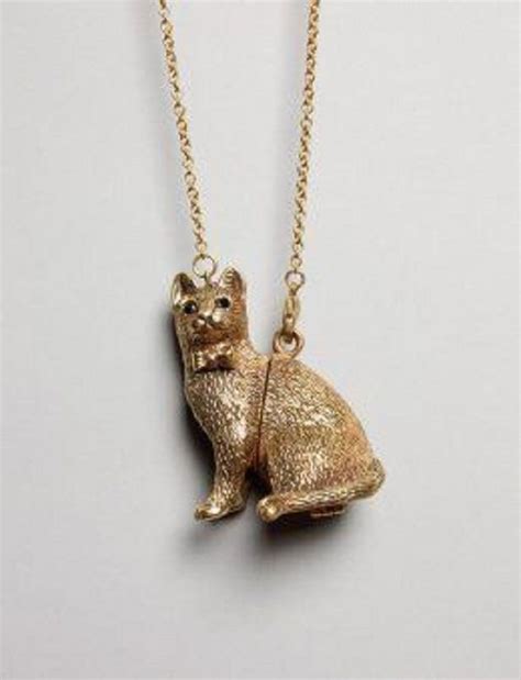 Kitty Necklace Cat Necklace Gold Tie Necklace Locket Necklace