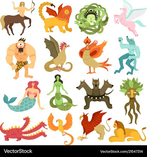Mythical Creatures Set Royalty Free Vector Image