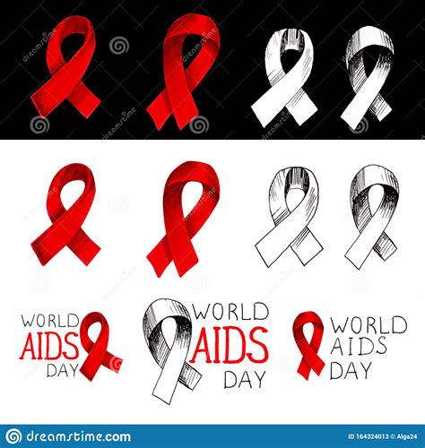 Aids Awareness Red Ribbon World Aids Day Concept Marker Illustration Stock Illustration