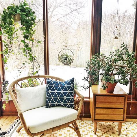 Sunroom Wicker Chairs From Ikea And Mid Century Modern Side Table