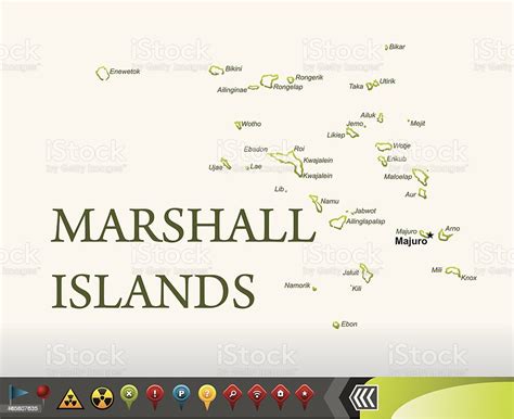 marshall islands karte mit navigation symbole stock vektor art und mehr bilder von inselgruppe