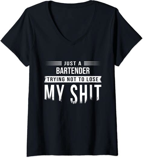 Womens Bartender Swearing Funny Saying Sarcastic V Neck T Shirt