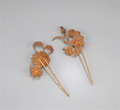 Sold Price Two Chinese Silver Hair Pins Ming Dynasty April 6 0119