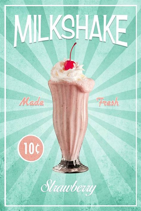 Retro Milkshake Print Strawberry Milkshake Photo Download Now Etsy