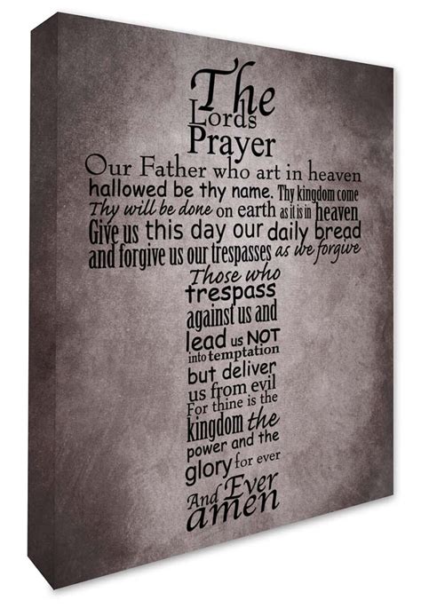 The Lords Prayer Wall Art Decor Decal Biblical Canvas Print Grey Lords