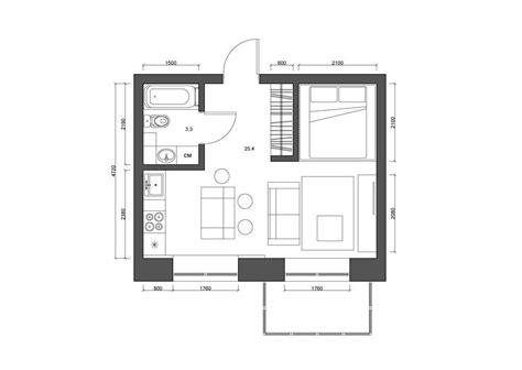Small Apartment Desing Floor Plan 27m2 Small Apartment Plans Studio