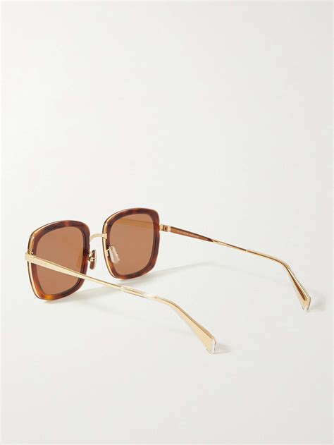 Celine Eyewear Square Frame Tortoiseshell Acetate And Gold Tone Sunglasses Net A Porter