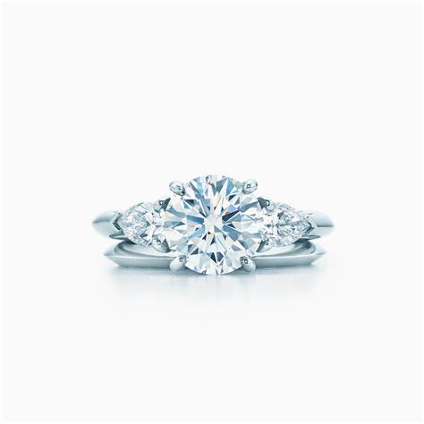 Tiffany Three Stone Engagement Ring With Pear Shaped Side Stones In