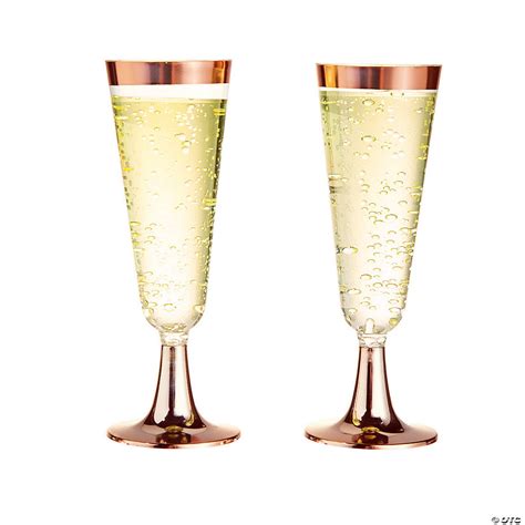Rose Gold Trim Plastic Champagne Flutes 25 Ct Oriental Trading