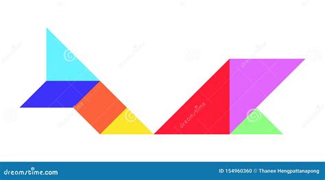 Color Tangram Puzzle In Fish Shape On White Background Vector Stock