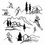 Snowboarders Chalet Skiers Boarders Skifahrer Surfeurs Skieurs Montagnes Skiërs Abgehobenen Corel Betrag Snowboarder sketch template