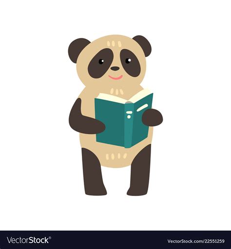 Panda Bear Reading A Book Cute Animal Cartoon Vector Image
