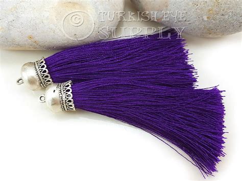 Purple Tassel Pendant Handmade Silk Thread Tassel Silver Etsy Uk