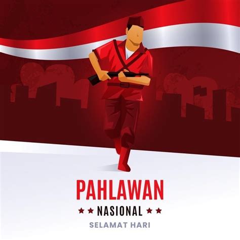 Premium Vector Gradient Pahlawan Day Social Ads Red And White Flag