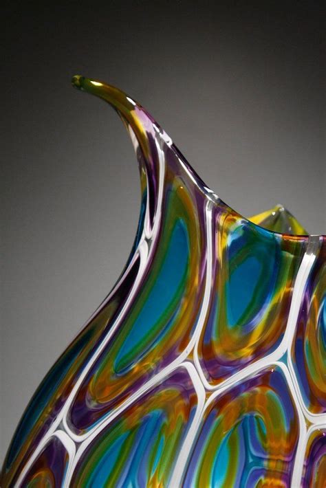 Aqua Gold And Hyacinth Foglio By David Patchen Art Glass Vessel Available At Artfulhome