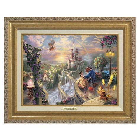 Beauty And The Beast Falling In Love Framed Canvas Classic By