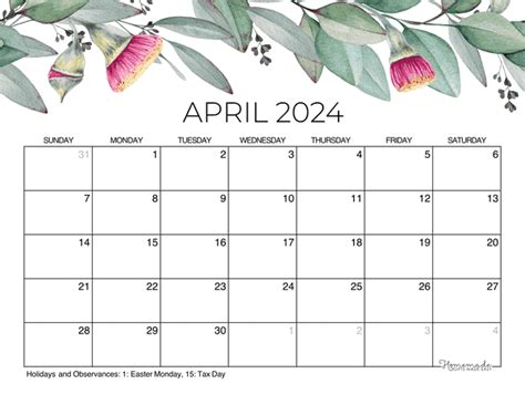 April 2023 And 2024 Calendar Free Printable With Holidays