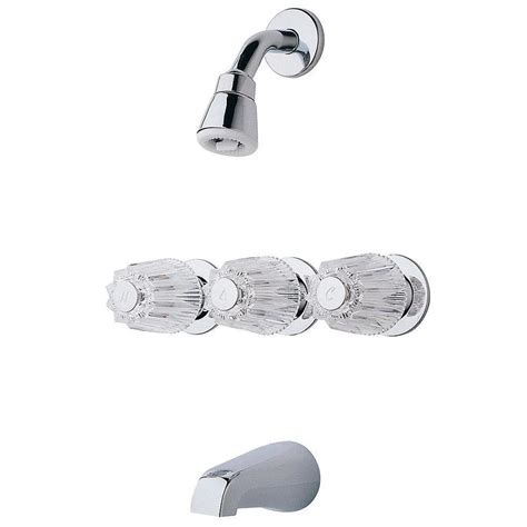 One handle controls hot water, and the other controls cold. Pfister 01 Series Chrome 3-handle Commercial Bathtub and ...