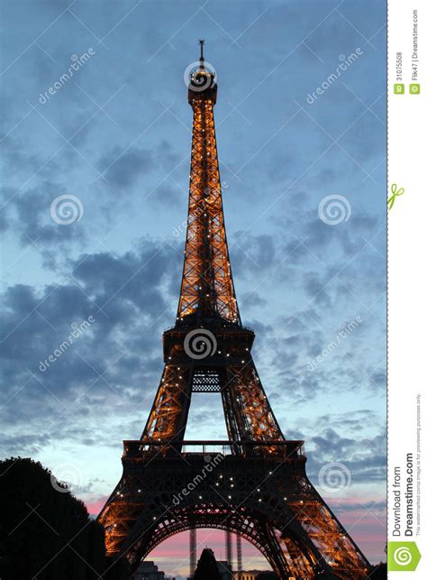 Paris By Night The Eiffel Tower Editorial Stock Photo