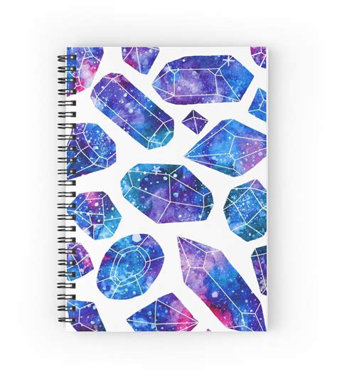 galaxy-crystals-spiral-notebook-by-runlenarun-notebook,-spiral-notebook,-crystals