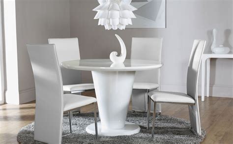 Round extendable dining table of malign has a classic extraction that the lock and opened under the table before the table is extended. Paris White High Gloss Round Dining Table and 4 Chairs Set ...
