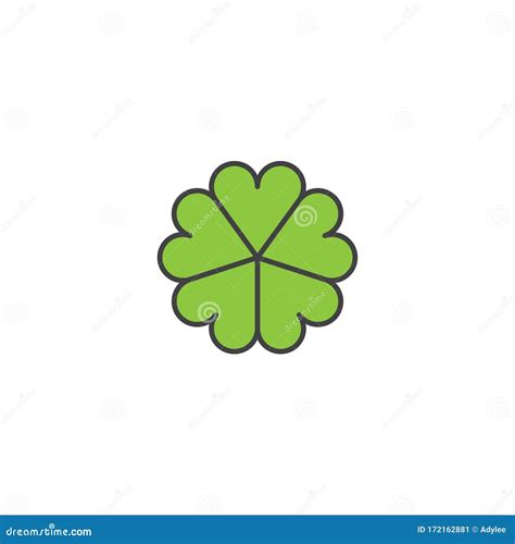 Five Leaf Clover Vector Icon Symbol Isolated On White Background Stock