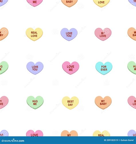 Colorful Sweet Heart Candy Sweetheart Candies Stock Illustration