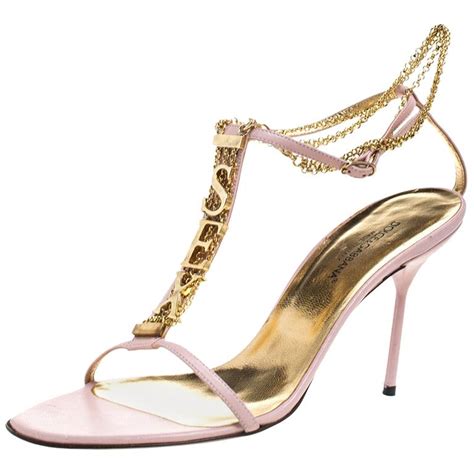 dolce and gabbana pink leather sex chain detail ankle strap sandals size 40 at 1stdibs dolce