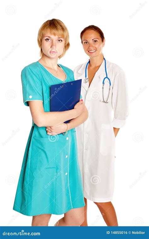 Two Female Nurses Stock Photo Image Of Examination Green 14855016